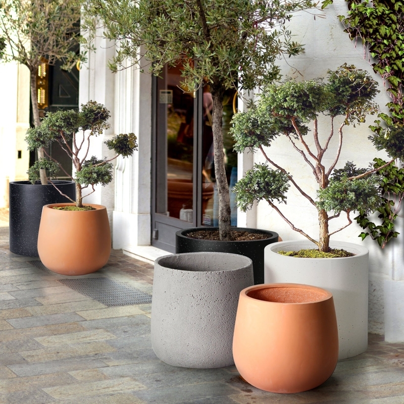 Floor Planter Cylinder Silhouette Weathered Texture Rustic Minimalist