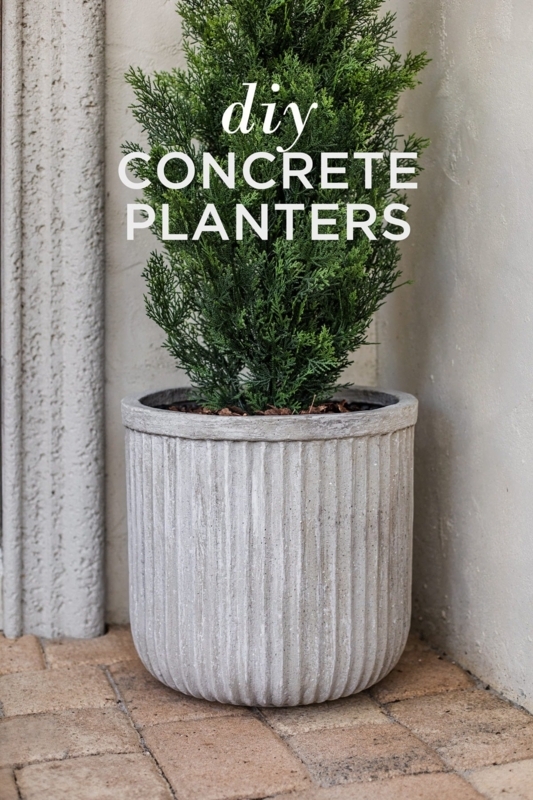Fluted Planters, Large Cement Farmhouse Porch Decor. (60 chars)