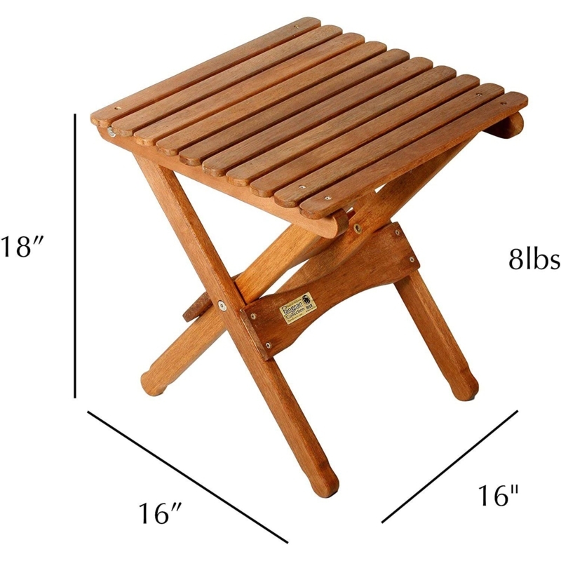 Folding Side Table Light Wood Slat Top X-Frame Legs Campaign Style End Table