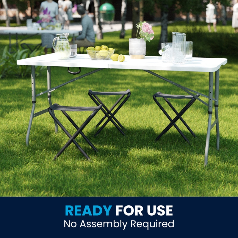 Folding Table Plastic Adjustable Height with Carrying Handle