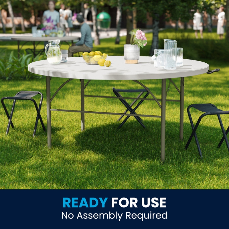 Folding Table Round Bi-Fold Plastic with Handle