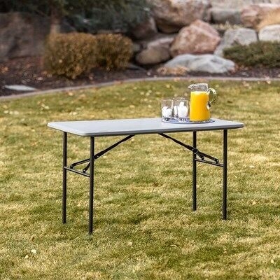 Folding Table White Resin Top 4ft Length Wishbone Legs Portable Outdoor Utility