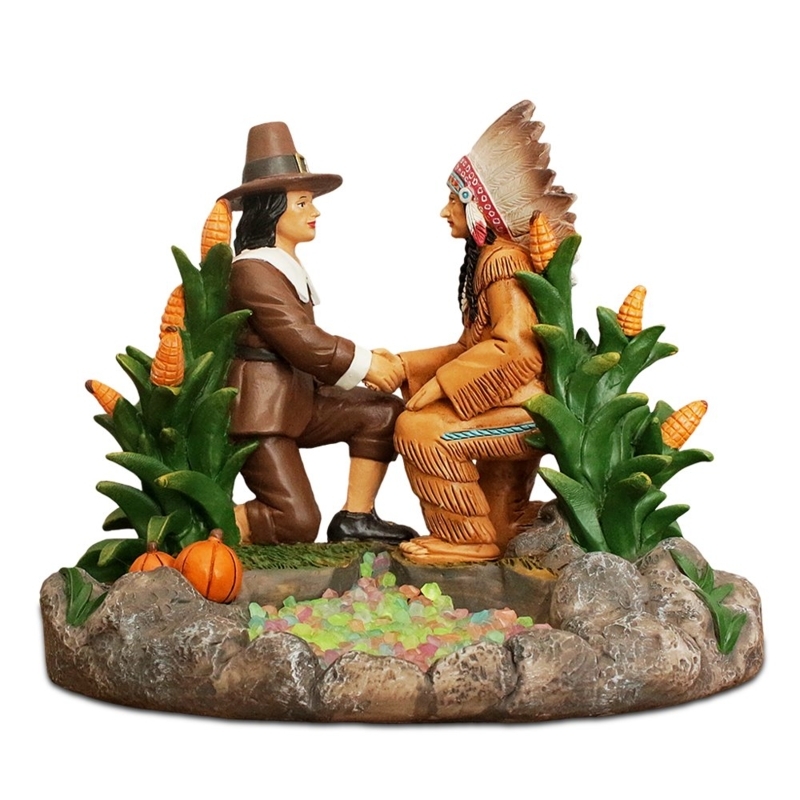 Folk Art Thanksgiving Figurine Group with Simplified Faces