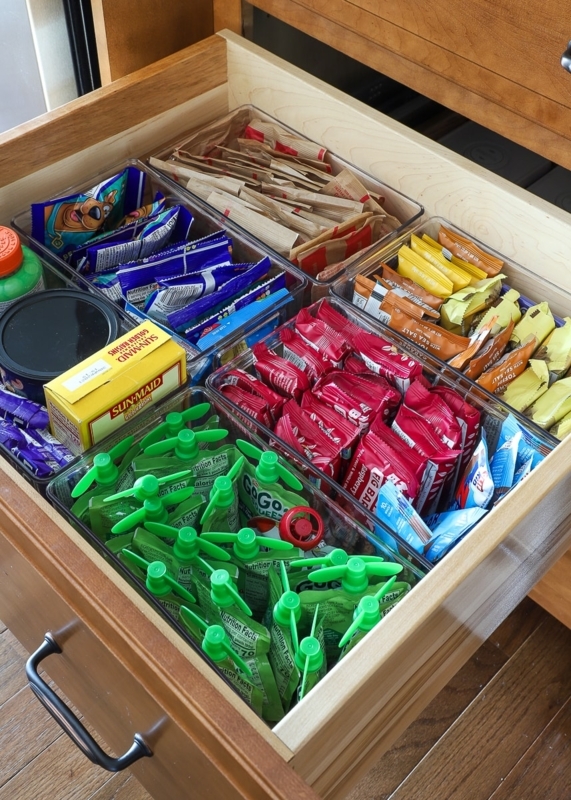 Food Storage Containers with Labeled Acrylic Bins for Pantry Drawers