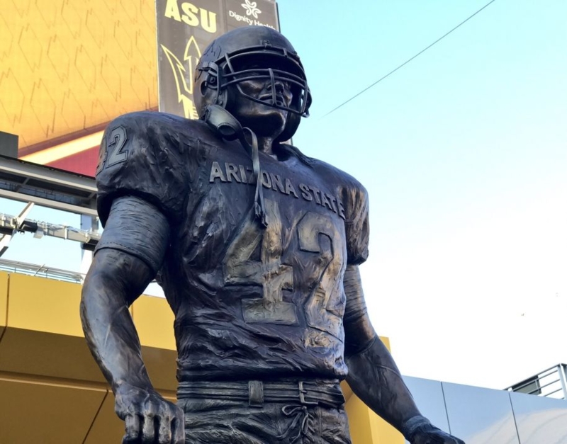 Football Statue on Granite Pedestal Sculpture Base