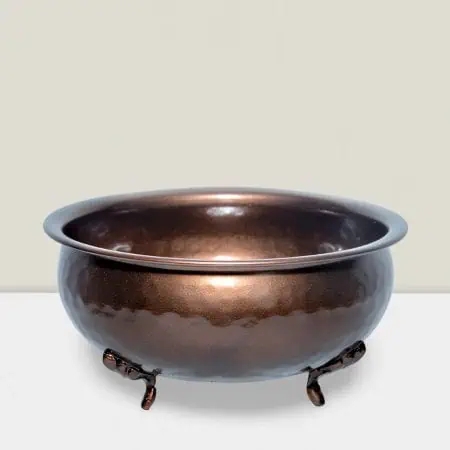 Footed Decorative Bowl Set, Hammered Dark Metal Finish