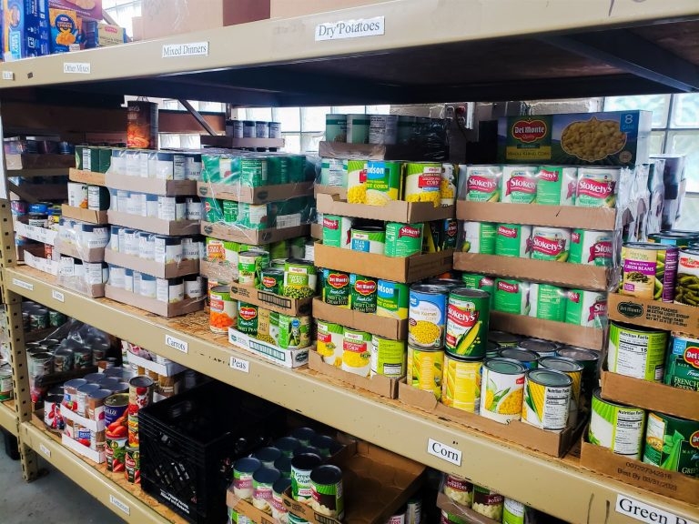 Freestanding Chrome Shelving Unit for Donation Center Inventory Storage