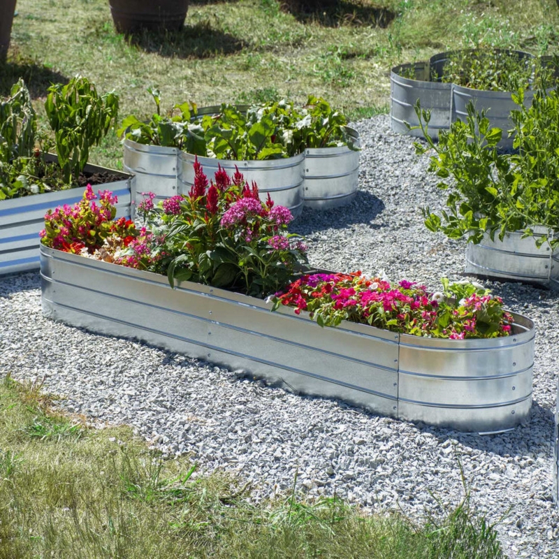 Galvanized Corrugated Oval Raised Garden Bed Rolled Edges