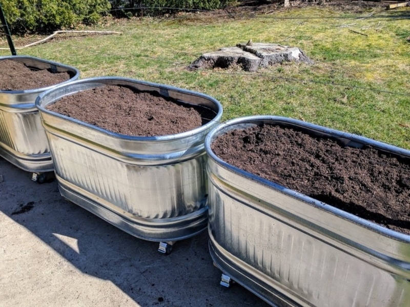 Galvanized Metal Trough Garden Planters Oval Shape