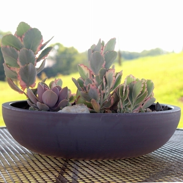 Garden Bowl, Shallow Profile with Weathered Stone Texture