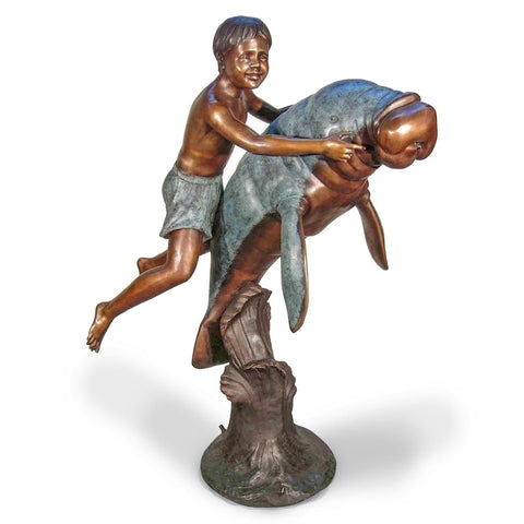 Garden Fountain Bronze Manatee Sculpture Fountain Integrated Fountain