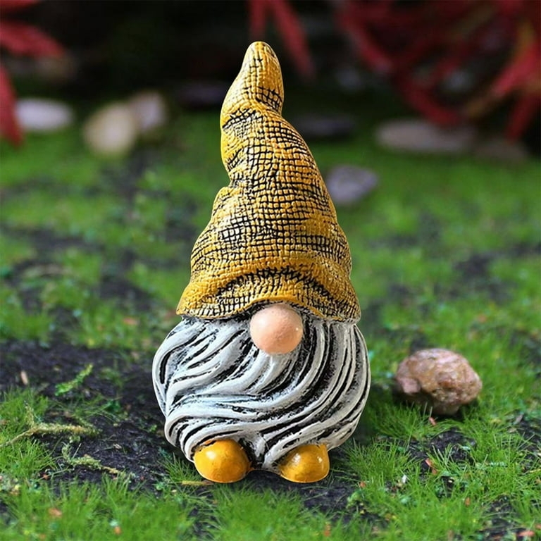 Garden Gnome Holding Sunflower Detail, Whimsical Cottagecore Figurine