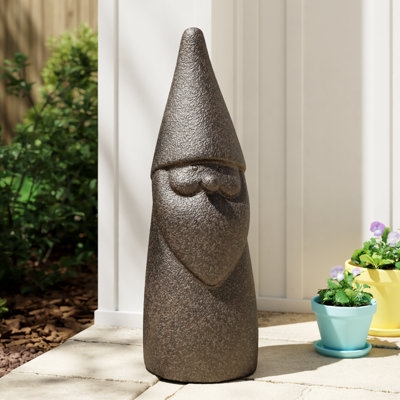 Garden Gnome Seated with Shovel Detail, Stone-Like Cottagecore Accent