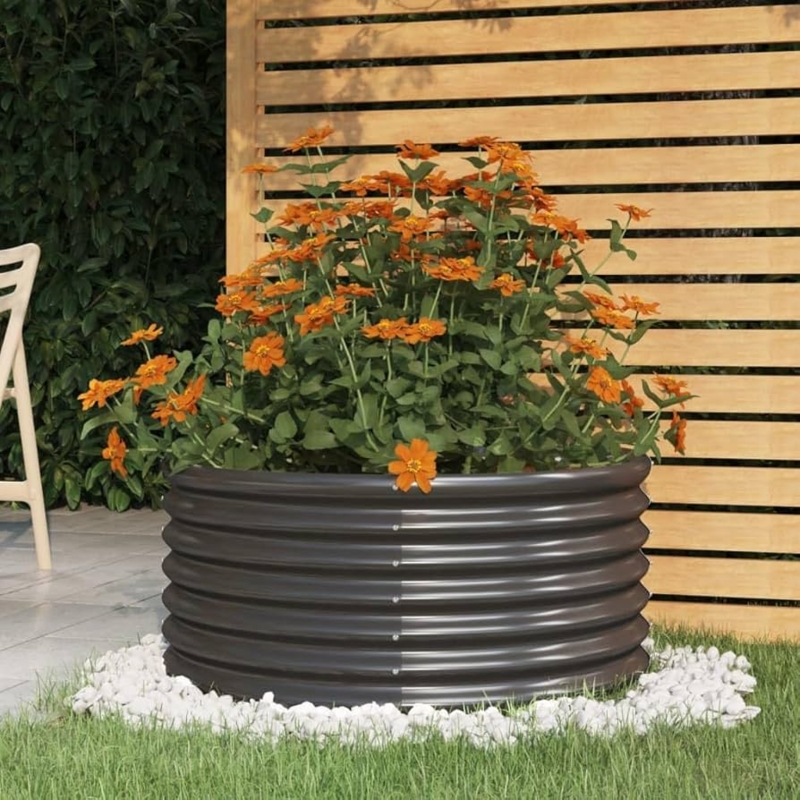 Garden Planter Anthracite Ribbed Finish Patio Raised Bed