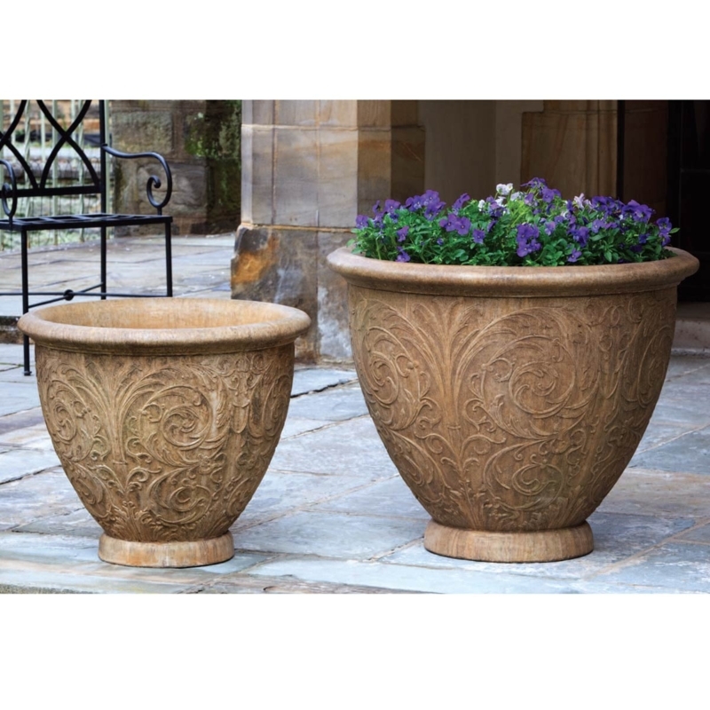Garden Planter, Large Square with Arabesque Pattern