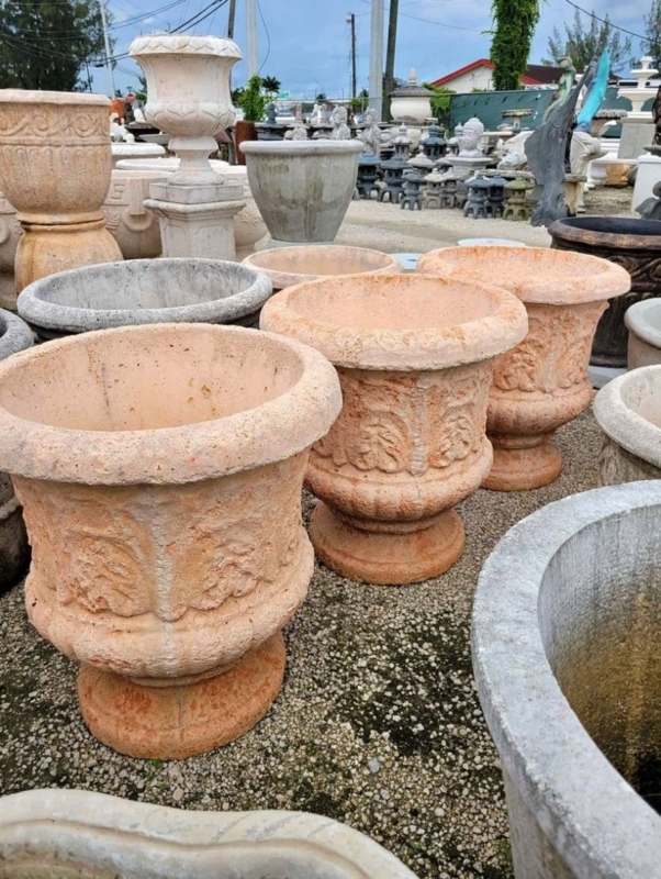 Garden Planter, Traditional Concrete Urn Pedestal Base. (64 chars)
