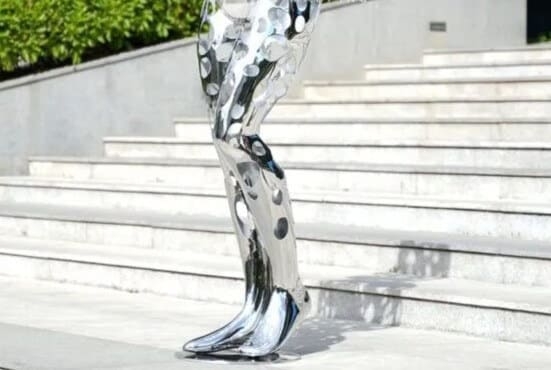Garden Sculpture Dark Bronze Hollow Body Female Silhouette Weathered Patina