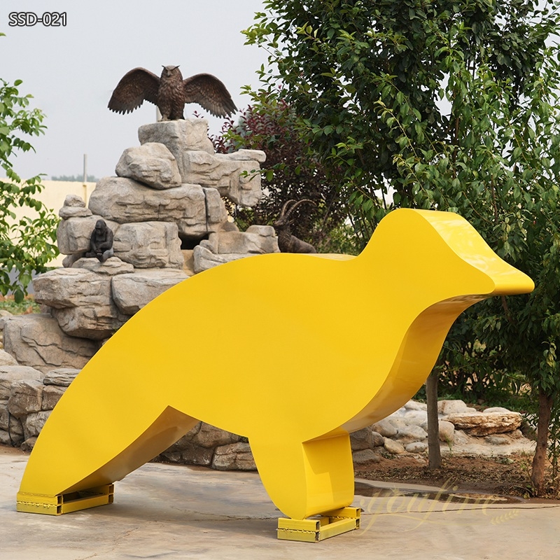 Garden Sculpture Mirror Polished Finish Abstract Avian Silhouette Outdoor Art