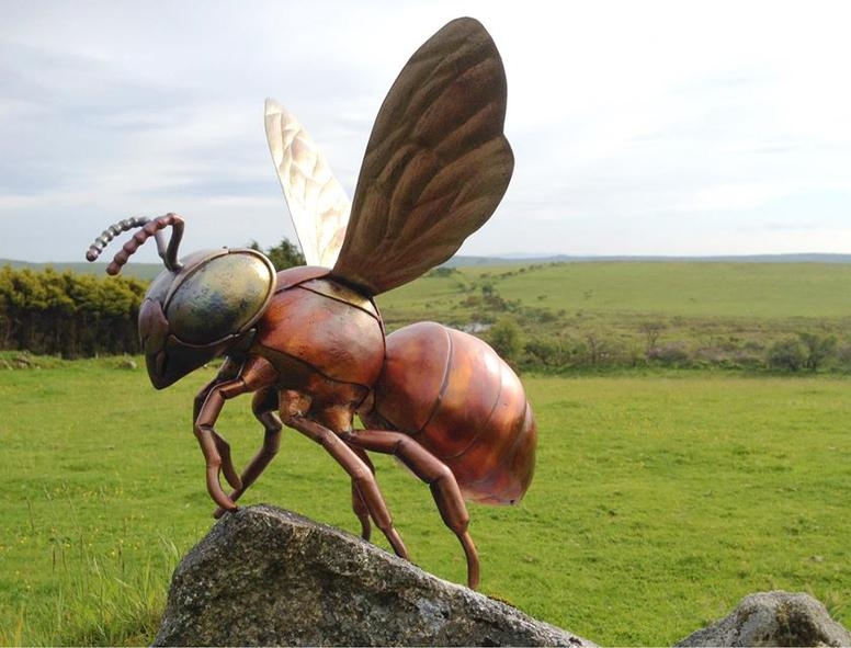 Garden Sculpture Oversized Bee Art Copper Insect Outdoor Decor