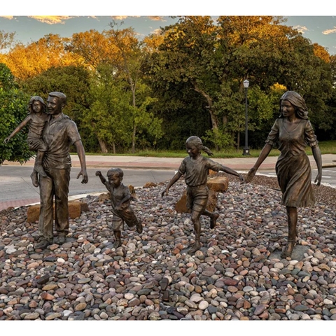Garden Sculpture with Verdigris Patina and Family Subject Matter.