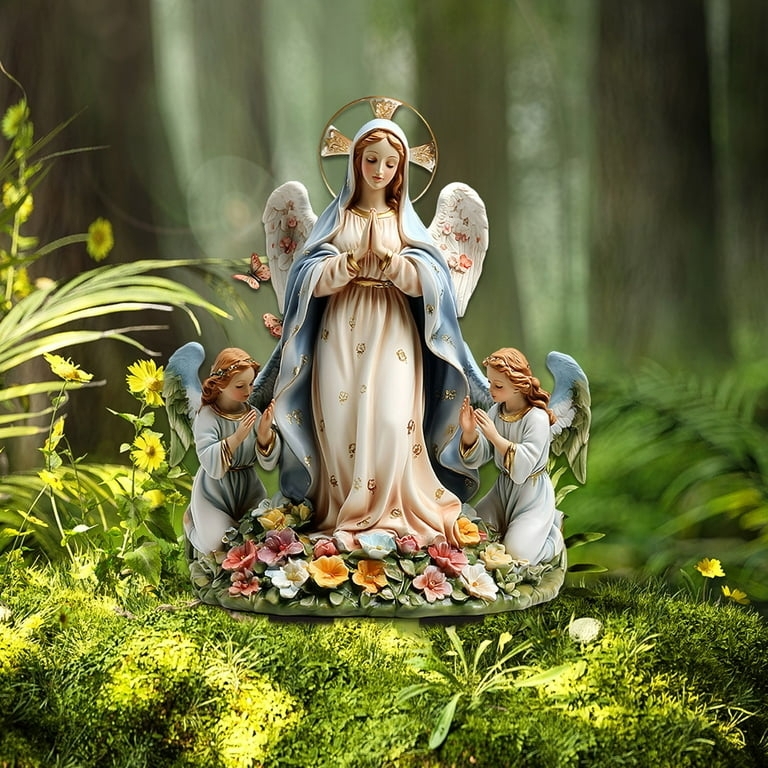 Garden Stake Floral Silhouette Angel Figures Colorful Outdoor Decor