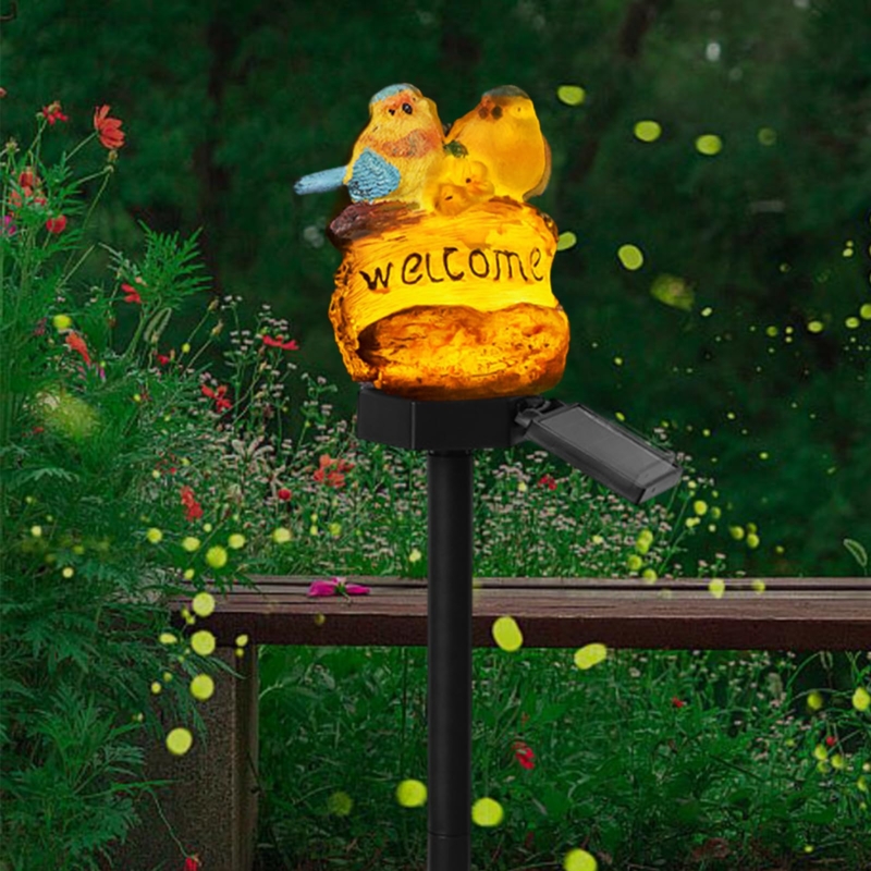 Garden Stake Light Bird Sculpture Welcome Sign Garden Decor