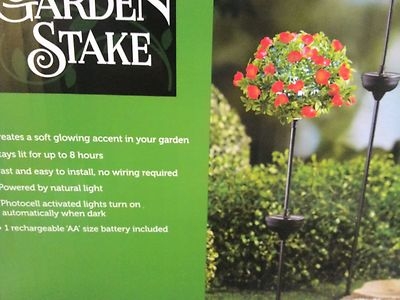 Garden Stake Rose Shaped Pink Solar Lighted Flower Decor