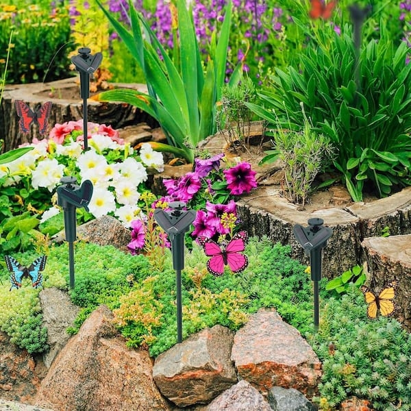 Garden Stakes Fluttering Butterfly Multi Color Whimsical Decor