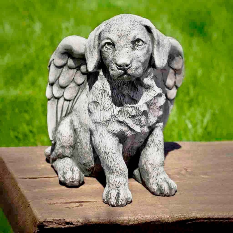 Garden Statue Angel Puppy Winged Form Curled Sleeping Pose
