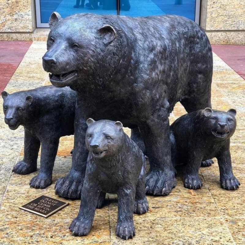 Garden Statue, Bronze Family Set, Multi Piece Wildlife Sculpture Narrative