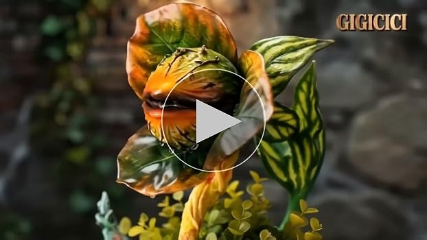 Garden Statue Carnivorous Plant Fanged Mouth Spooky Macabre Decor