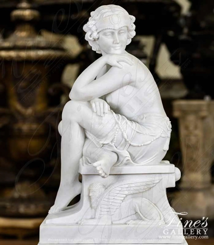 Garden Statue Classical Figural with Shell Basin on Pedestal Mount