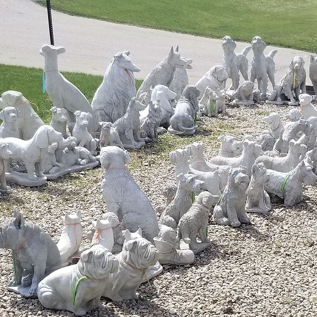 Garden Statue Collection Animal Motifs Birdbath Rustic Stone Decor