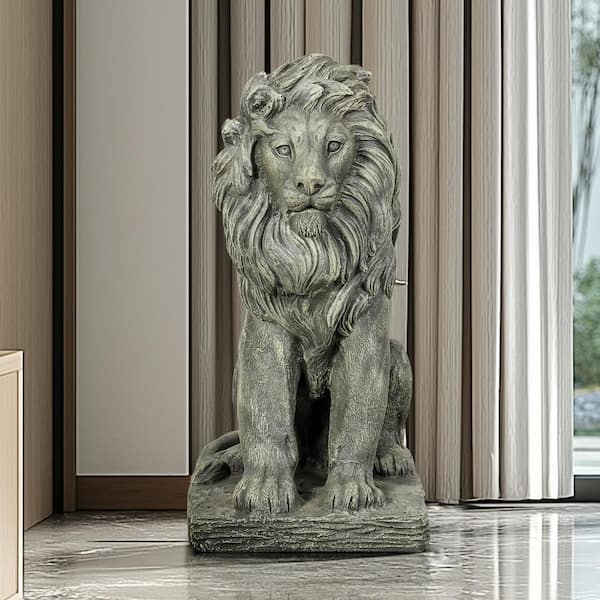 Garden Statue: Concrete Look, Stately Lion Garden Statue Decor