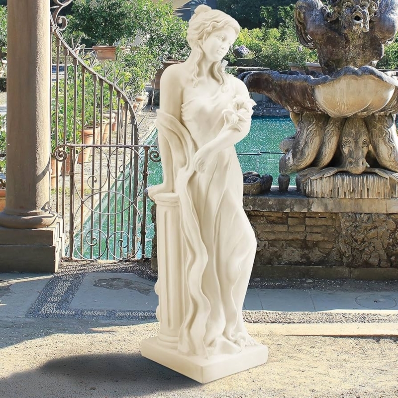 Garden Statue Cornucopia Detail Ivory Roman Style Outdoor Sculpture