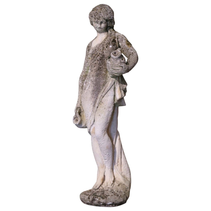 Garden Statue Female Figure Aged Weathered Stone Patina French