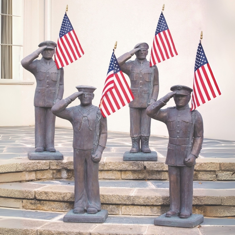 Garden Statue Five Branch Set Concrete Cast Matte Patriotic Style