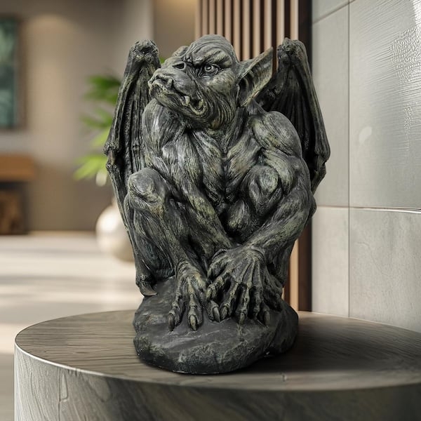 Garden Statue Gargoyle Sculpture Crouching Pose Gothic Sentinel Decor