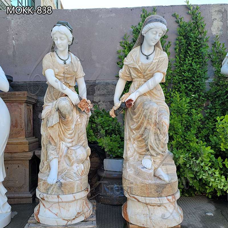 Garden Statue Greek Style Female Figure in Polished Onyx Stone