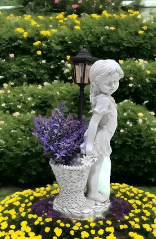 Garden Statue Integrated Planter Classical Girl Antique Finish Decor