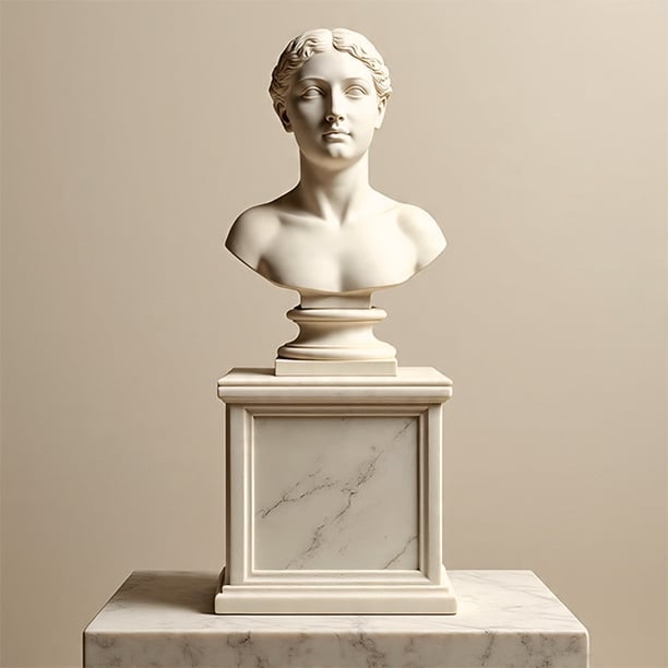 Garden Statue Integrated Urn White Stone Finish Classical Marble Hellenistic