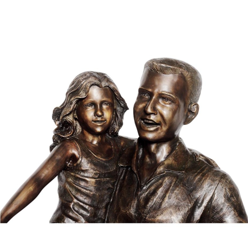 Garden Statue Life Size Figurative Bronze Patina Integrated Bench