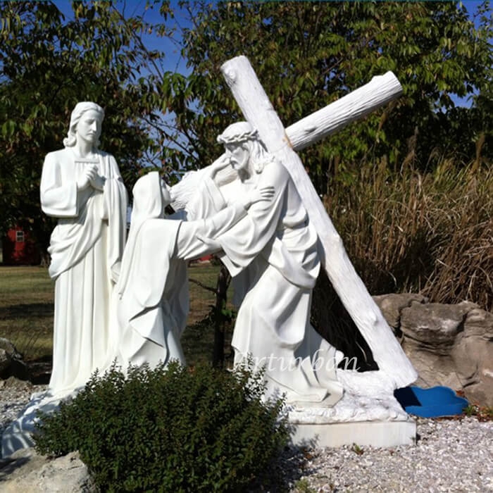 Garden Statue, Life Size Proportions Large Jesus Statue, Weathered.