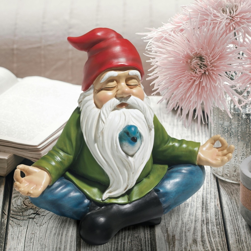 Garden Statue Meditating Gnome, Zen Garden Outdoor Decor Figurine