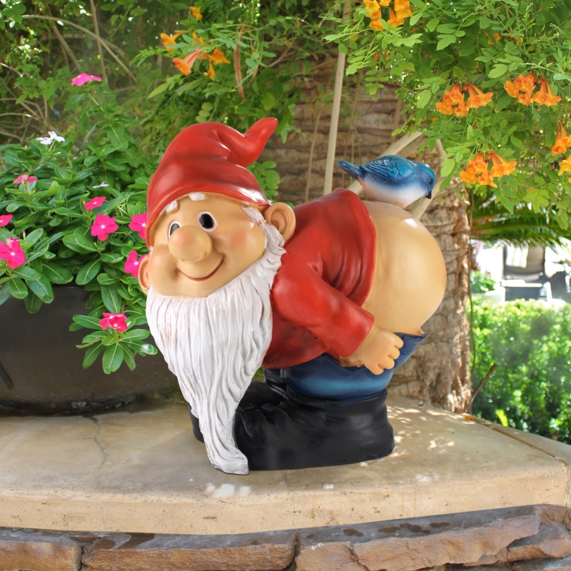 Garden Statue Mooning Pose on Leaf Base, Funny Outdoor Garden Statues