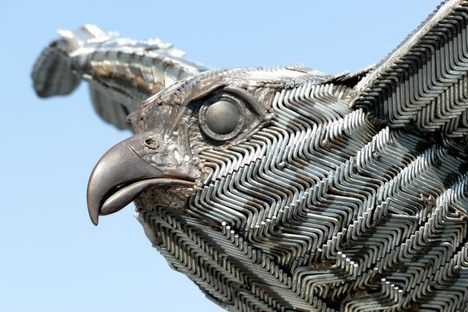 Garden Statue, Oversized Realistic Pigeon, Weathered Stone, Monumental Art