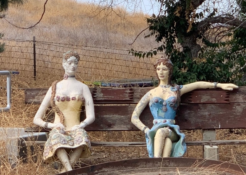 Garden Statue Painted Concrete Folk Art Whimsical Outdoor Decor