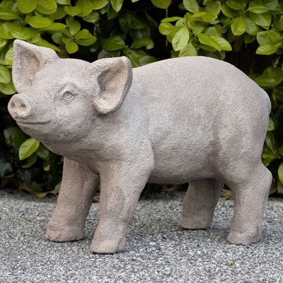 Garden Statue Pig Curly Texture Pink Whimsical Animal Sculpture