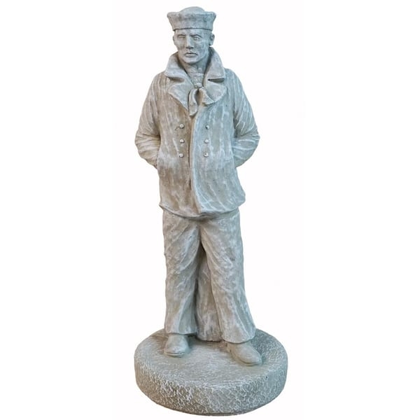 Garden Statue Sailor Theme Stonecasting Texture Nautical Decor