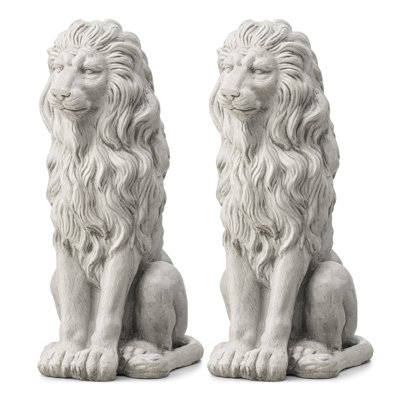 Garden Statue Sculpted Mane Guardian Pose Stately Entryway Sculpture